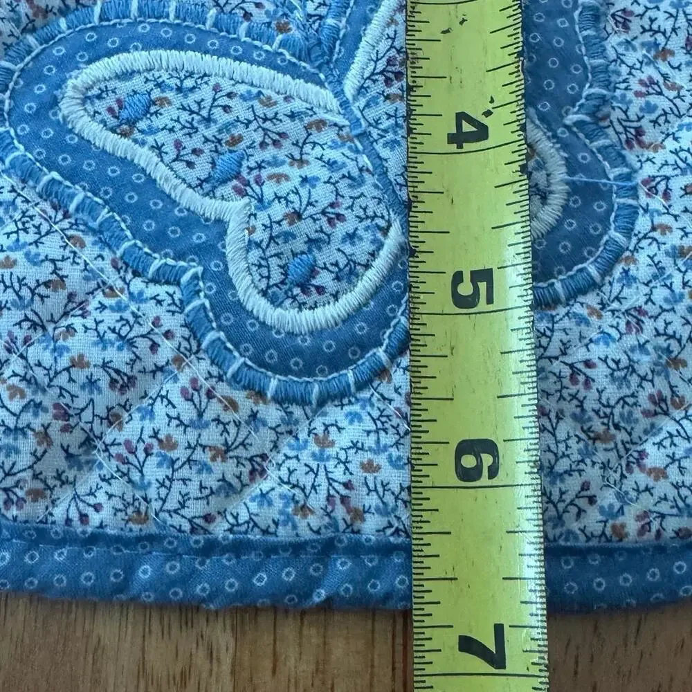 Vintage Hotpad Doily Applique House Decor Cottage Core Blue Pink Floral 5 Piece